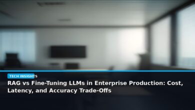RAG vs Fine-Tuning LLMs in Enterprise Production: Cost, Latency, and Accuracy Trade-Offs - editorial cover photograph