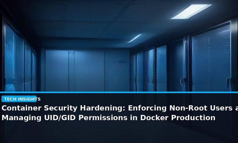 Container Security Hardening: Enforcing Non-Root Users and Managing UID/GID Permissions in Docker Production Environments - editorial cover photograph